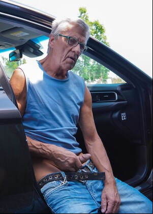 Gay grandpa Frank and a hot twink give each other a blowjob outdoors